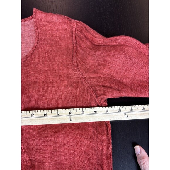 Flax Linen Dress Tunic Brick Red Size Medium Flowy Lagenlook Lightweight Natural - Picture 6 of 9